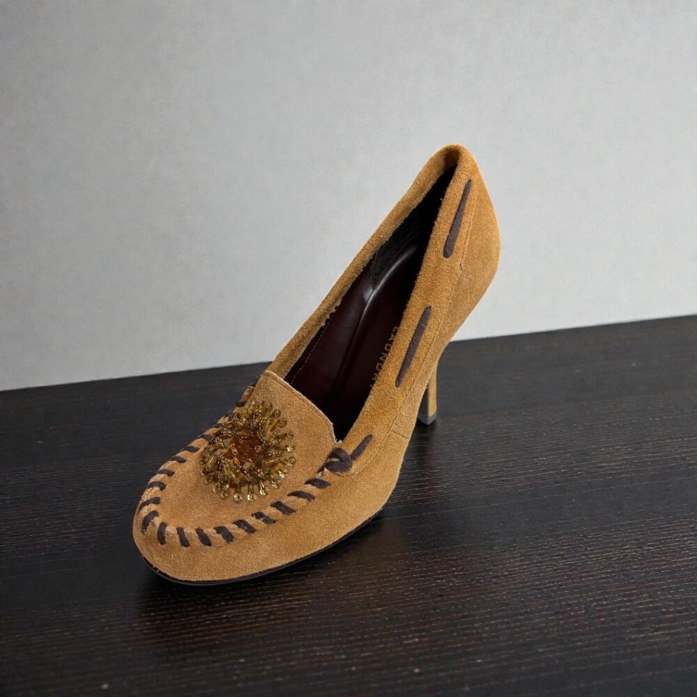 ✨ CHINESE LAUNDRY Beaded Moccasins – Tan Suede Elegance ✨Size 7.5